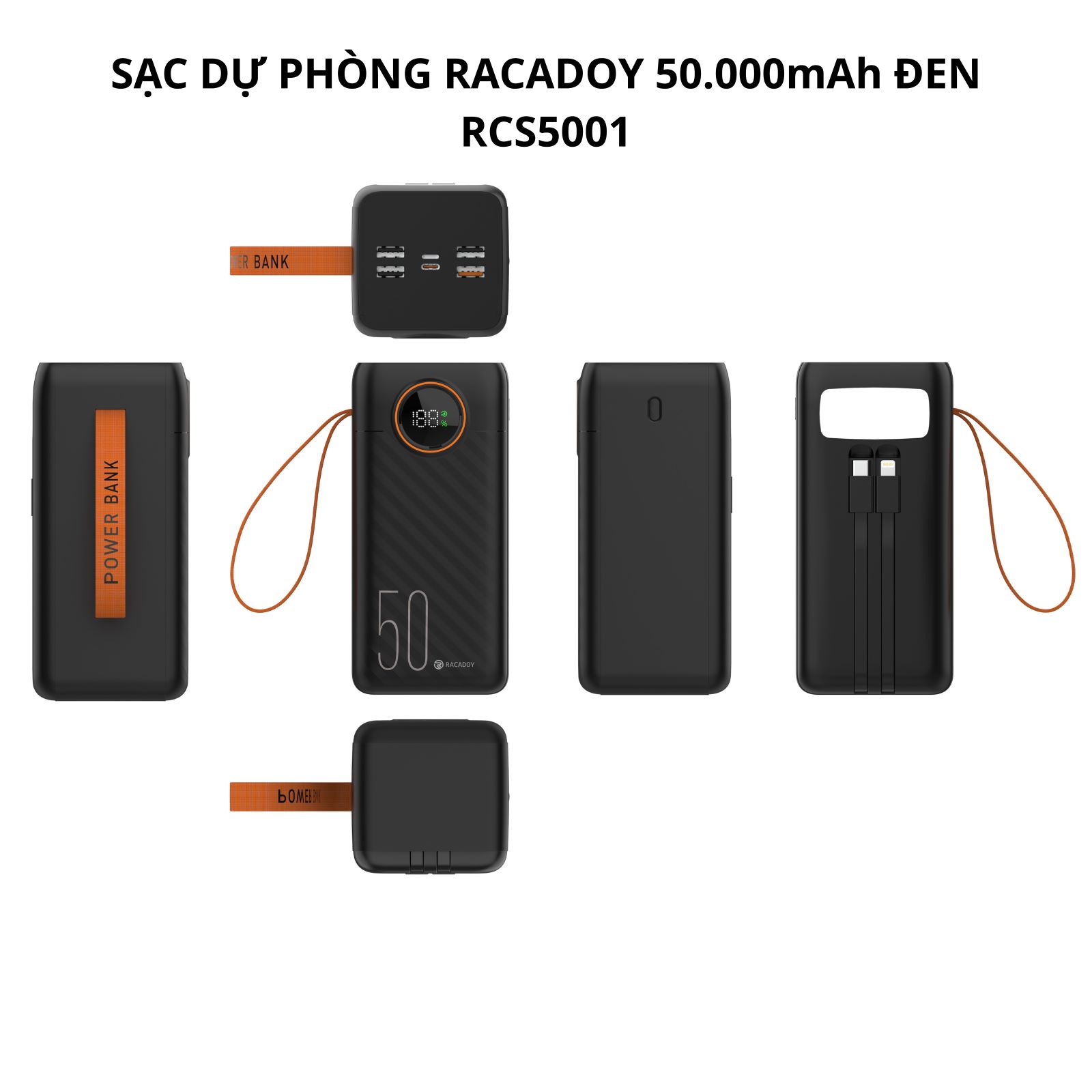 Sạc dự phòng RACADOY 50.000mAh Đen RCS5001