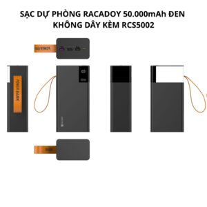 Sạc dự phòng RACADOY 50.000mAh Đen Không dây kèm RCS5002