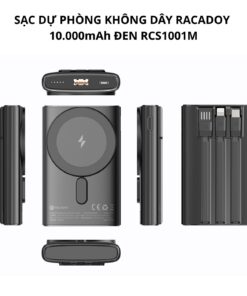 Sạc dự phòng không dây RACADOY 10.000MaH đen RCS1001M