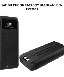 Sạc dự phòng RACADOY 20.000mAh Đen RCS2001