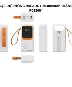 Sạc dự phòng RACADOY 30.000mAh Trắng RCS3001